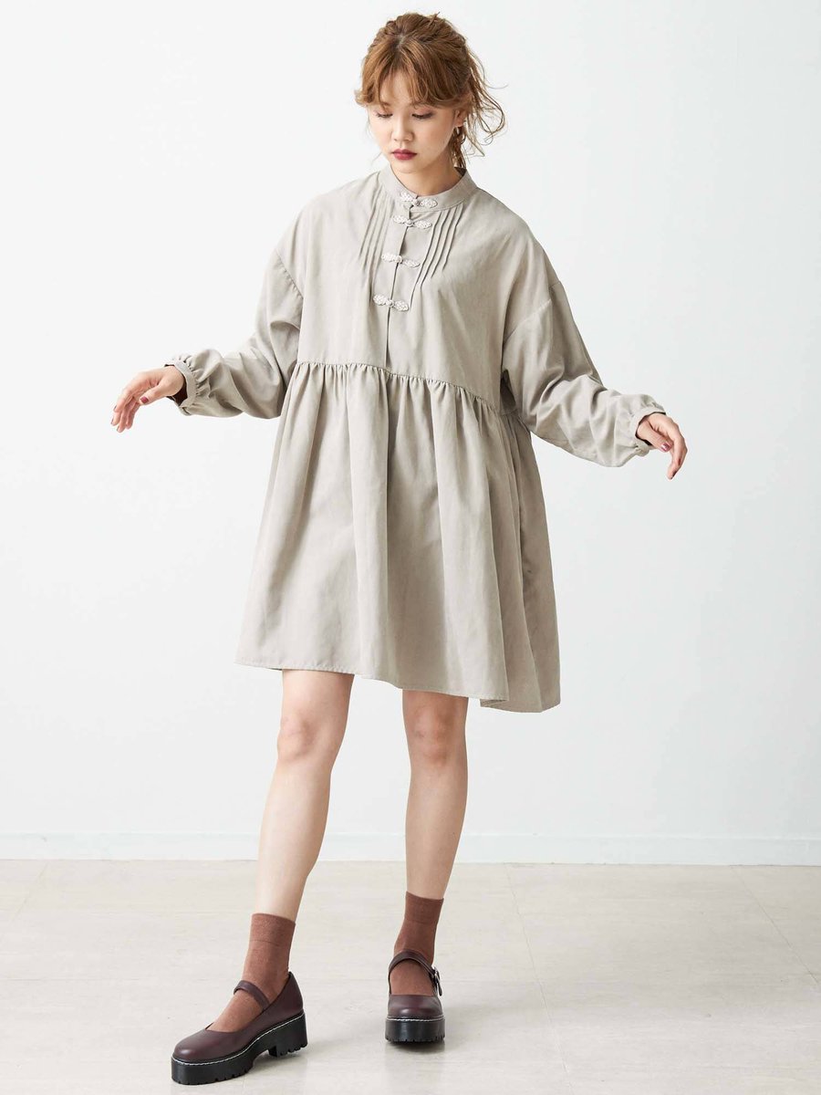 Merry Jenny 名古屋店 新作アイテム ルーズチャイナシャツワンピース ベージュ パープル ブラック 8 500 税抜 チャイナボタンが可愛いアクセントに 電話通販はこちら 052 684 64 Merryjenny 名古屋parco