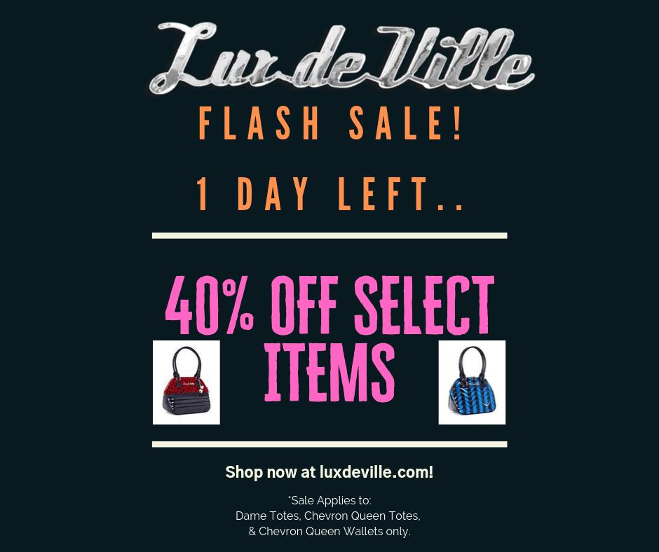 luxdeville's tweet image. Hurry, only 24 Hours Left of Our FLASH SALE!

Save 40% Now on select items while supplies last!

Offer Applies to:
Dame Totes (3 color ways)
Chevron Queen Totes (3 color ways)
Chevron Queen Wallet (1 color way)

No discount code needed.

These are running low and also