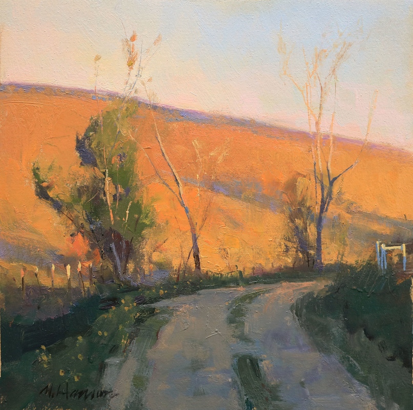 Fall painting by Marc Hanson, is a stunning use of early autumn colors in a landscape.