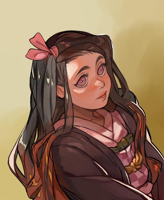 Inês @ Commissions openさんがTwitterに投稿した竈門禰豆子(鬼滅の刃)のイラスト。