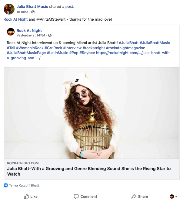 AnitaStewart's tweet photo. A thanks from the artist for my latest review...YAY! This makes it all worth it! @bhatt_julia @RockAtNight #anitastewartpromotions #yessherocks https://t.co/I8Y0EYRTPs