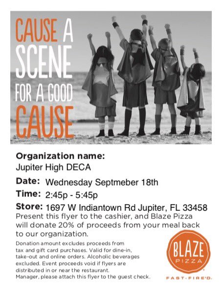 Please come join us tomorrow from 2:45 - 5:45 at Blaze, and present this flyer!