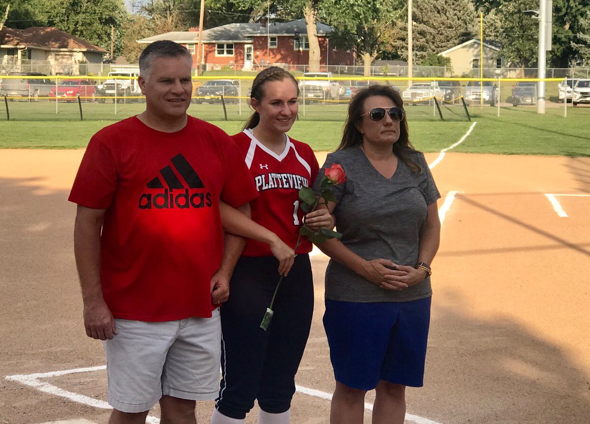 PlatteviewS's tweet photo. Senior Night! 
Softball Seniors: 
Kaliee Burkhardt 
Emma Lewis 
Katie Loncke 
Abby Husing https://t.co/J1sxfCMHSL