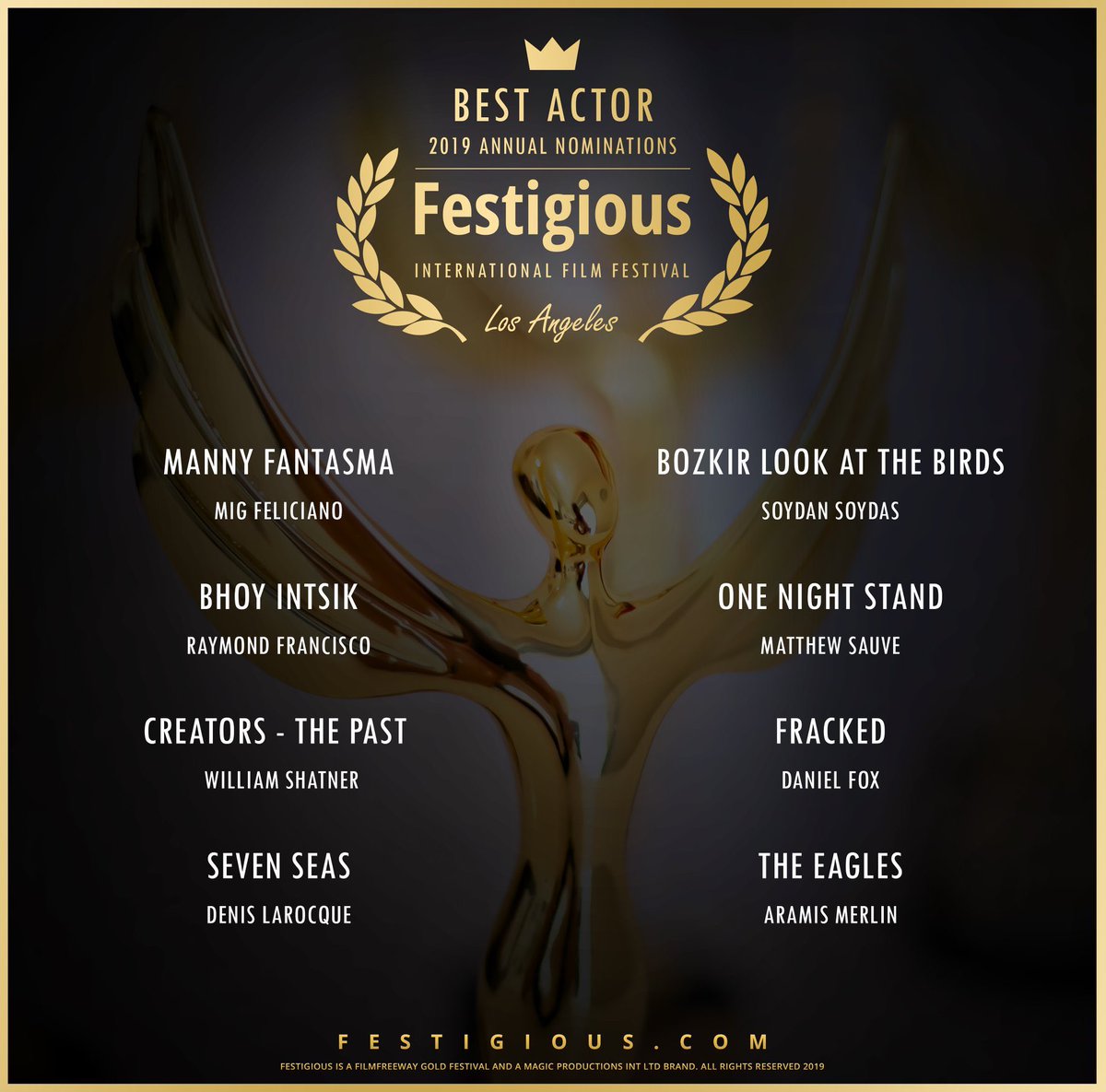 michaelcarnick's tweet photo. Wow! The Festigious International Film Awards nominated my pilot @mannyfantasma for Best Director and Best Actor (Mig Feliciano) in their annual 2019 awards! Congrats @migfeliciano and the rest of the Manny team, and thank you @festigious! 
#festigious #mannyfantasma #indiefilm https://t.co/DZOYhZiXGw