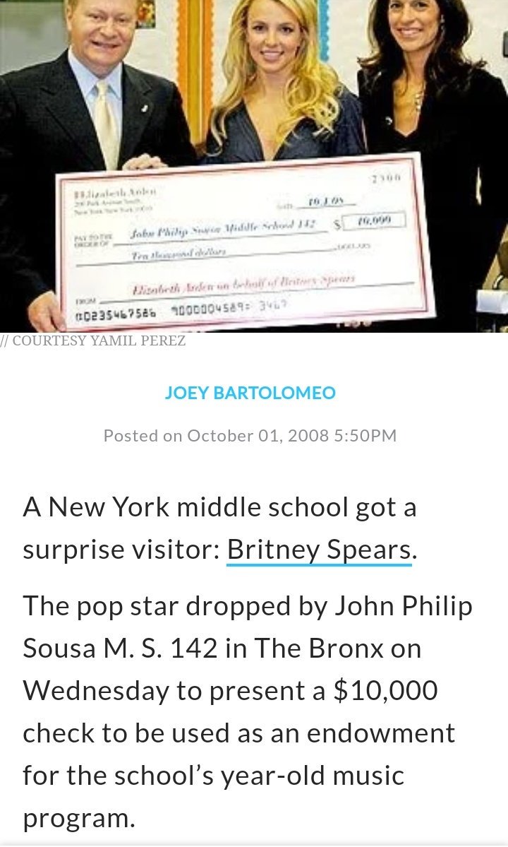 October 2008Her everyday life is documented in For The Record documentary. At last day of her NY trip, on Oct 1st, she visited school at Bronx. BTW  @LouMTaylor you should be ashamed of yourself with that scanty donation. 