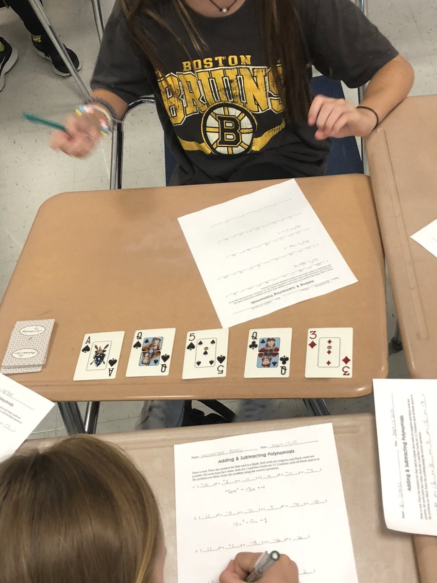 KAstroskyESMS's tweet photo. Practicing Polynomials with Puzzles and Playing cards! #theeastshoreway #togetherisbetter #makingmistakesisok #teamworkmakesthedreamwork #mathclassisfun https://t.co/fPJMNA2Bb5