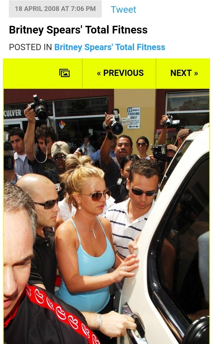 April 2008Britney is spotted multiple times leaving/arriving at Bally Total Fitness, recording studio and at vocal coach lessons. On last day of April she comes back to the set of How I Met Your Mother.