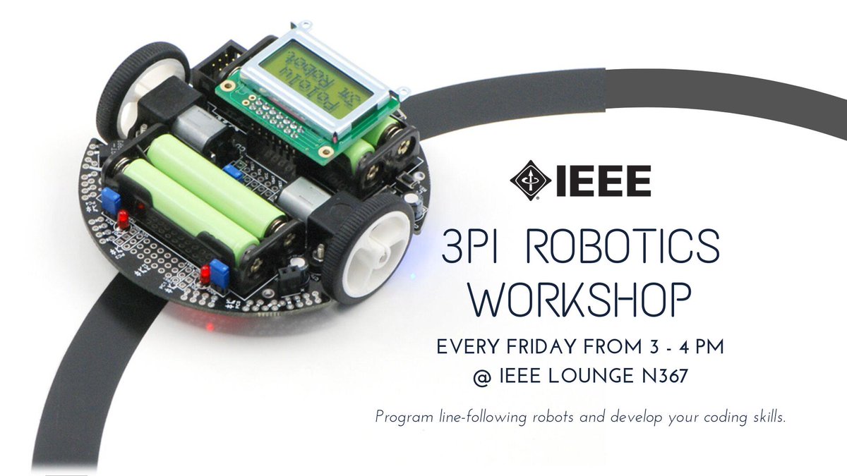 IEEEUH's tweet photo. Get involved with the robotics team! Program line-following robots and develop your coding skills. Freshman are highly encouraged to participate.
Workshops will be every Friday from 3-4 PM in the IEEE Lounge (Room N367).
#uhengineering #uhengineer #ieeeuh #ieeerobotics https://t.co/53kb8y2SAh