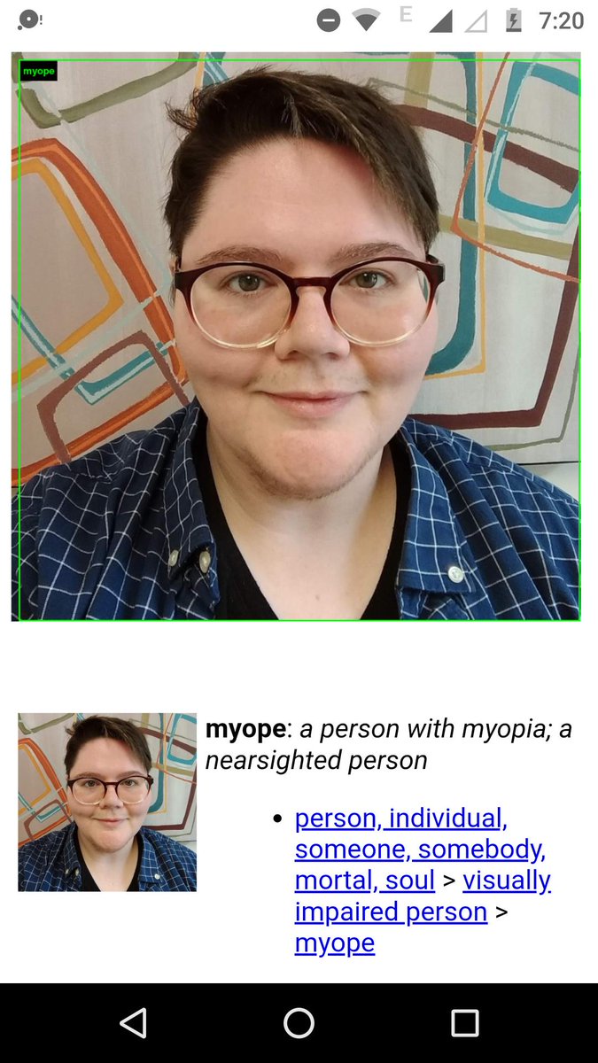 abditum's tweet image. Suspiciously accurate #ImageNetRoulette result. I am, in fact, extremely nearsighted. (My glasses are enormous, but the field of vision is incredible!)