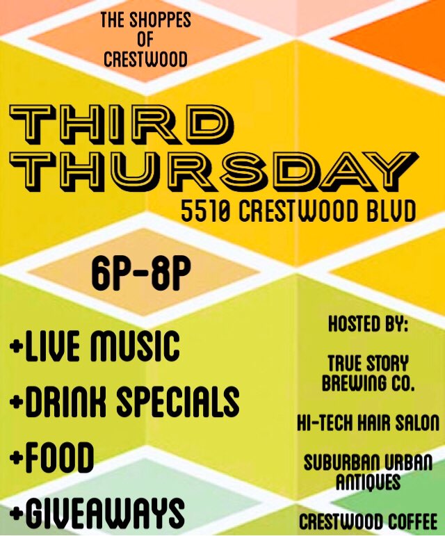 TrueStoryBrew's tweet photo. Join us this Thursday at the strip that’s hip!  More hosts have joined in the fun and will be staying open late for you to shop and hang out. Diner will be performing from 6-8p. See you there! https://t.co/usJGpGsdAh