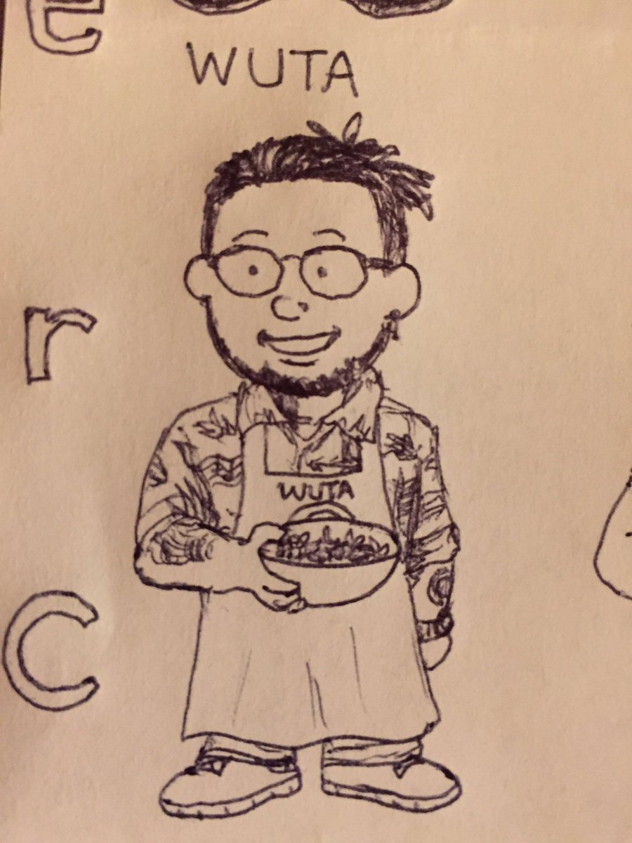 <a href="/ChefStunn/">Chef Stunn (Wuta)</a> I always enjoy getting to see teachers make such a splash on #MasterChef !  Great job this season, and best of luck to you in the kitchen and the classroom!  Here’s a Charlie Brown-style sketch I made of you!