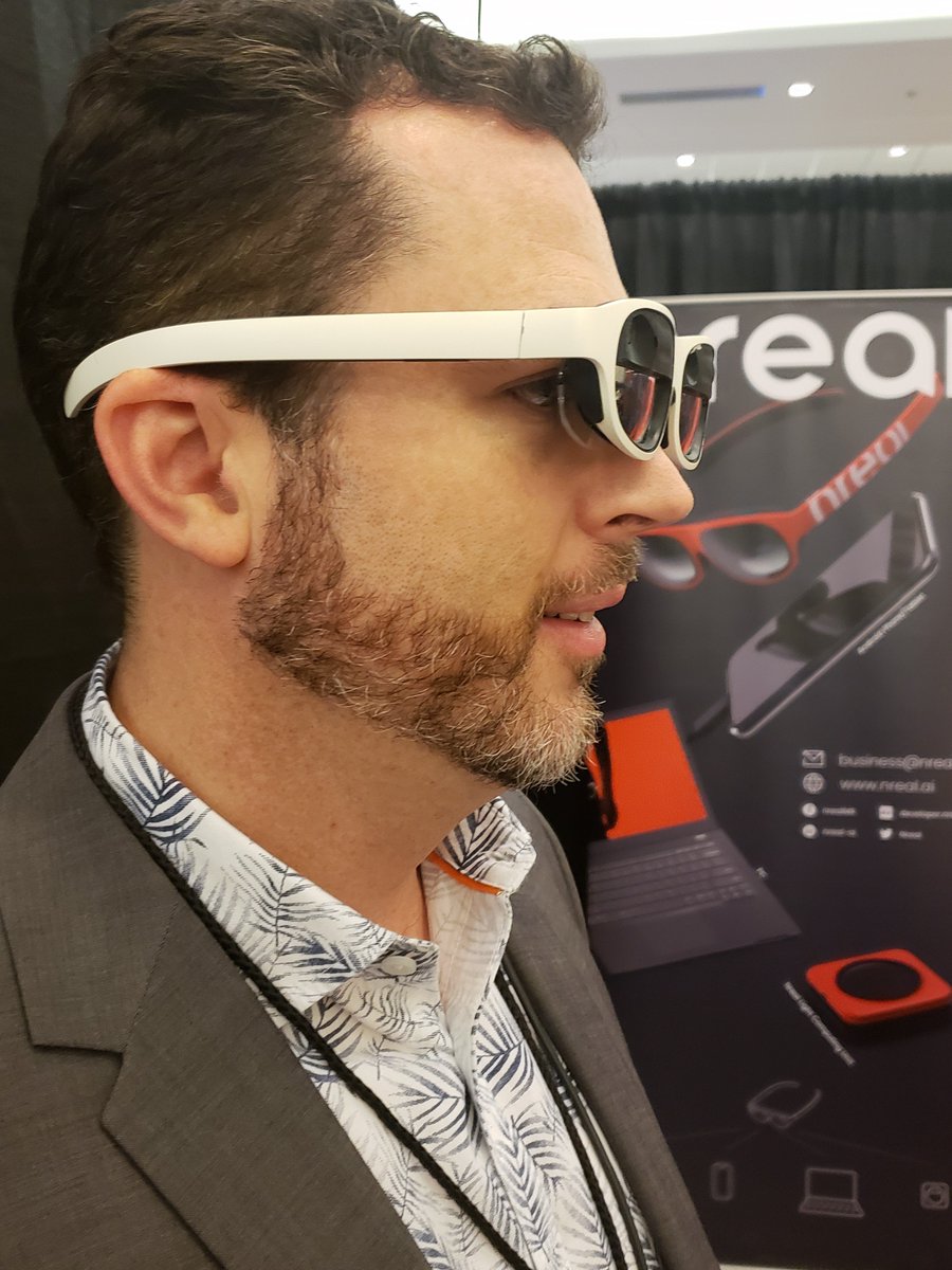 RedNucleusHQ's tweet photo. Day 1 of @BrainXchange's #EWTS2019❌was a success! Check out the @VRgluv #haptic glove, @Nreal #AR glasses, and the @tobiitobiigaming #eyetracking system! #VR #AR #tech #technology #wearables #wearabletech👌 https://t.co/EflHDtPt86