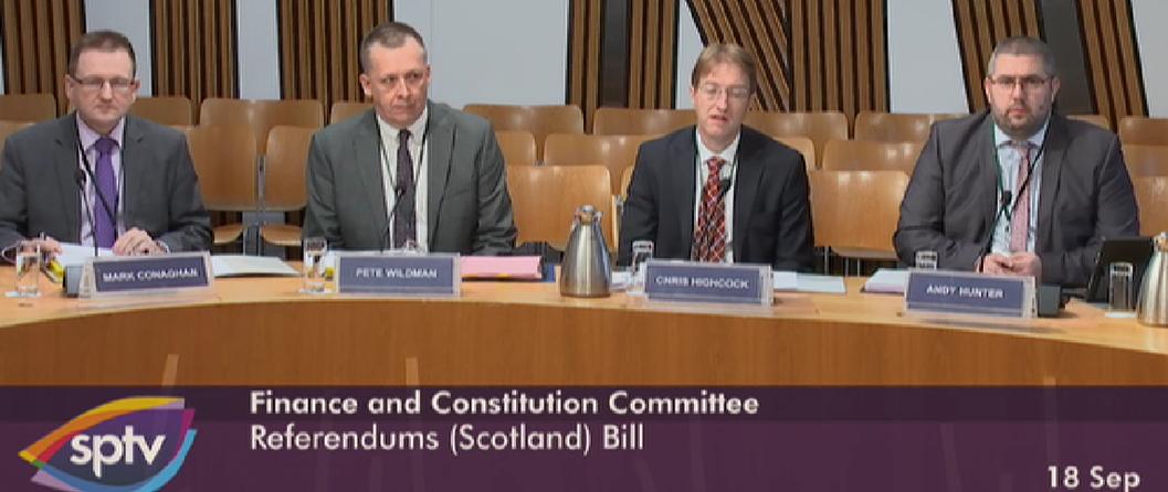 Watch our first evidence session on the Referendums (Scotland) Bill from @AndyHunter1976, The Scottish Assessors Association, @chrishighcock, and @BrianConaghan.  Watch live here ow.ly/F2kw50wenuQ