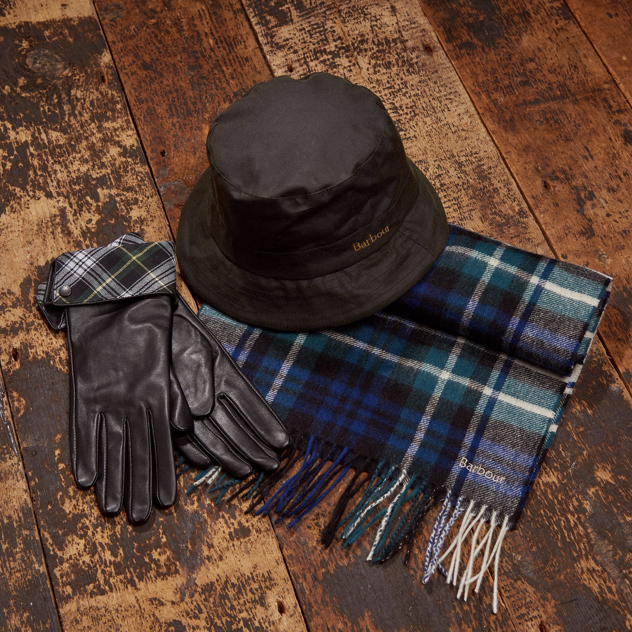 barbour hat and gloves
