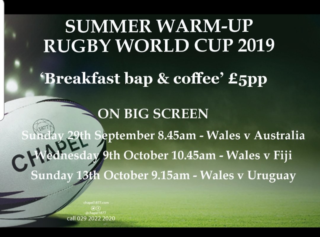 WATCH THE RUGBY WORLD CUP 2019
With Us &amp; Enjoy A Breakfast Bap &amp; Coffee Just £5!
We're Open From 8am Sunday 29th September☕🥓