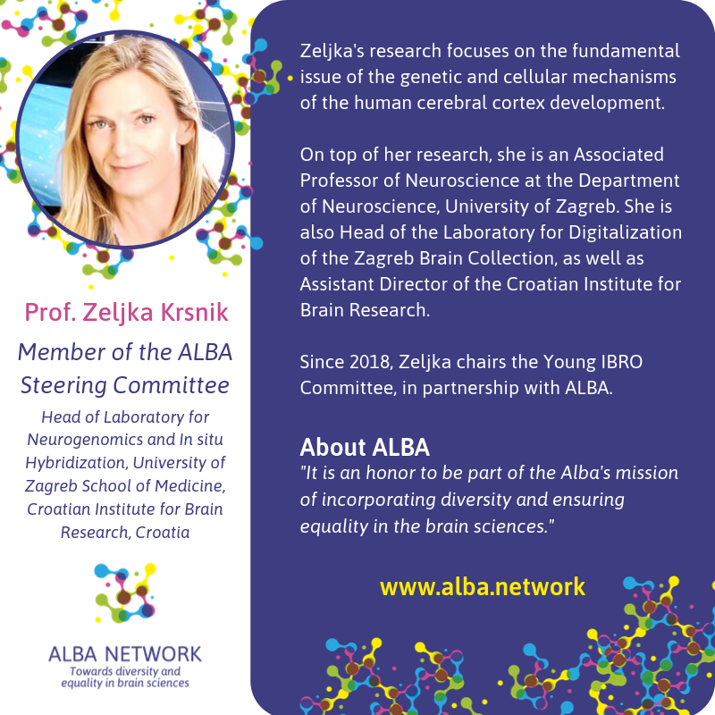 network_alba's tweet photo. Meet the #ALBA Steering Committee!
Zeljka Krsnik is involved in #outreach & #equality promotion in science. She will be chairing the ALBA-#YIBRO roundtable discussion on #diversity at #IBRO2019 on 22 sept at 3 pm. https://t.co/BM6zatbU2z
https://t.co/H8x0cOiWyC
@ibroSecretariat https://t.co/bXxlpl5m50