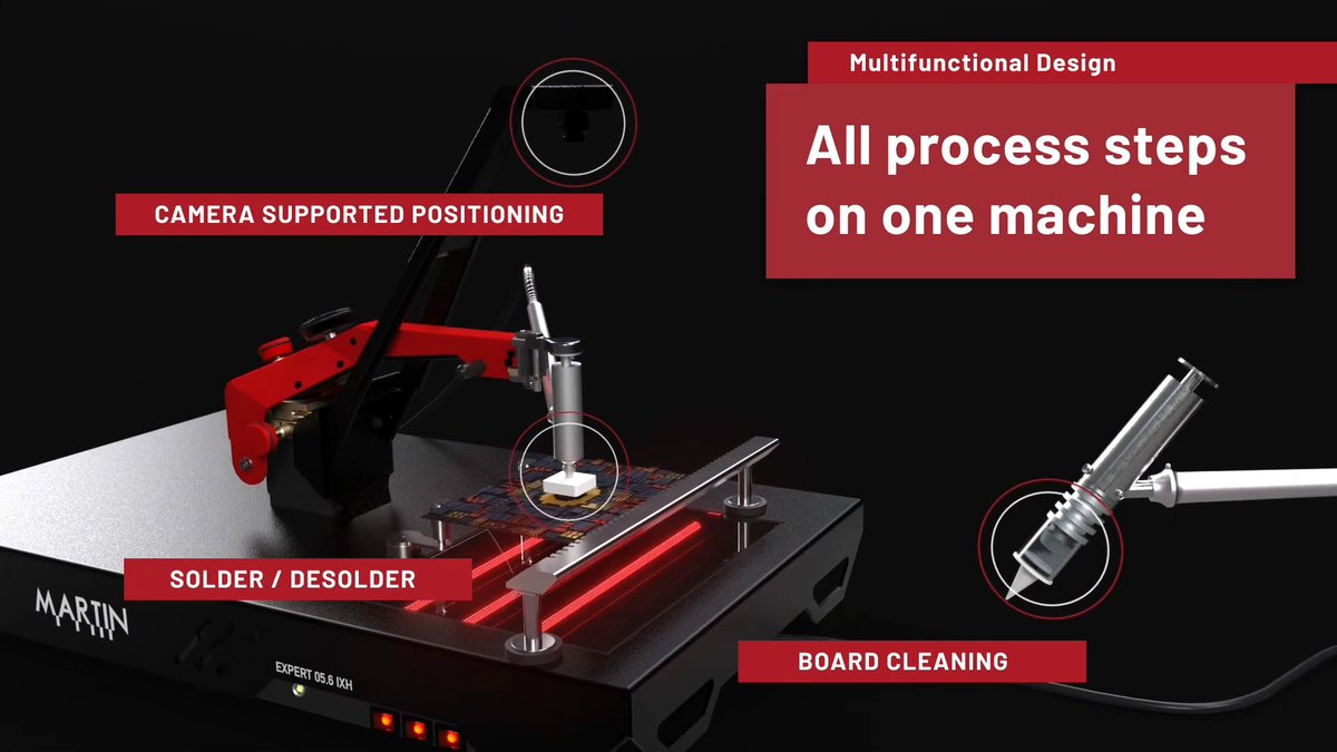 PcbNews's tweet photo. Ogni processo di riparazione schede unito in un solo sistema con la nuova Martin #Expert05_6 - Nuovo Software #EasySolder07, nuova telecamera HD, rivoluzionario sistema di riscaldamento ibrido IR-HG e molto altro..
Info > https://t.co/Lp8rL0Xpgr
#ReworkSmd #PcbTech #Elettronica https://t.co/mZVpqoSTKe