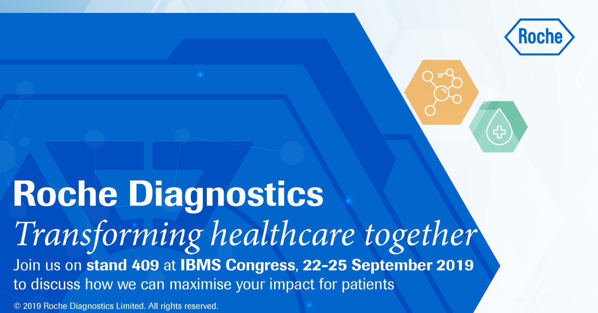 Roche are principal sponsors at IBMS this year! #@IBMScience #IBMSCongress2019 #transforminghealthcaretogether
