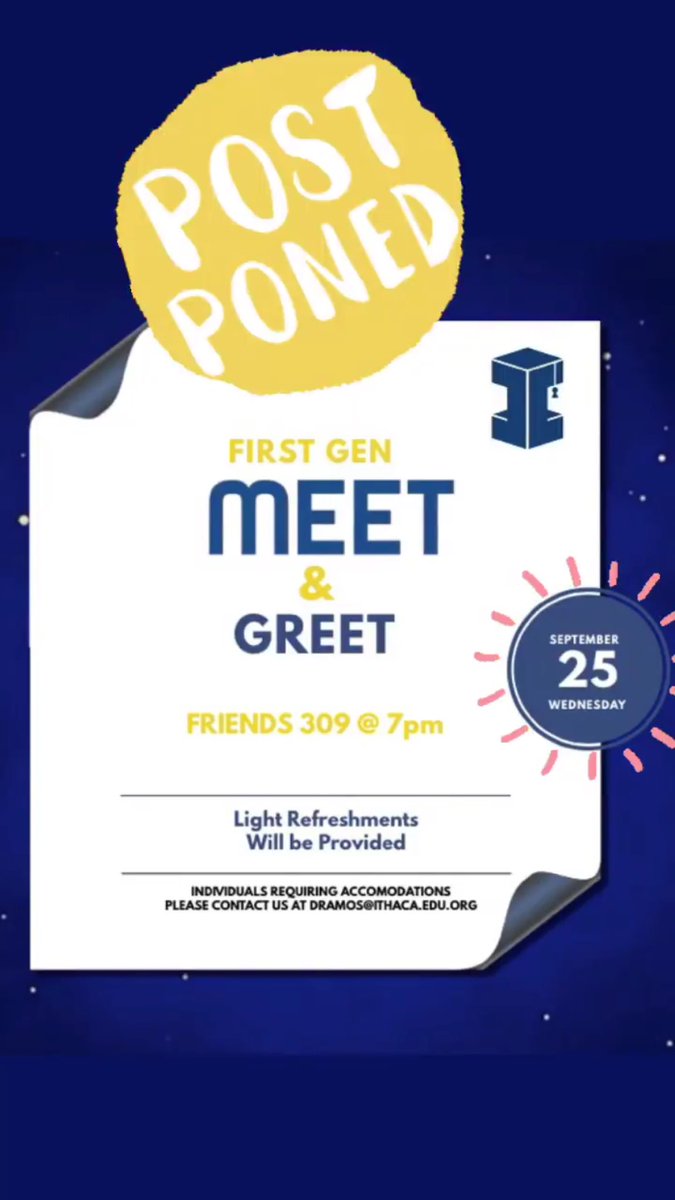 FirstGenOrgIC's tweet image. EVENT POSTPONED!! 
The event will now be on Wed, Sept 25!!