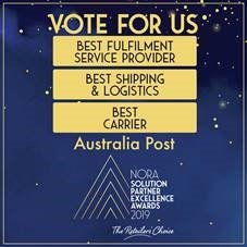 Proud to announce that we’ve been nominated for three <a href="/NORA_aus/">NORA</a> Solution Partner Excellence Awards. Vote here:
Best Fulfilment Service Provider: auspo.st/2m0zHOJ
Best Carrier: auspo.st/2m0Qyks
Best Shipping &amp; Logistics: auspo.st/2kPv7CU