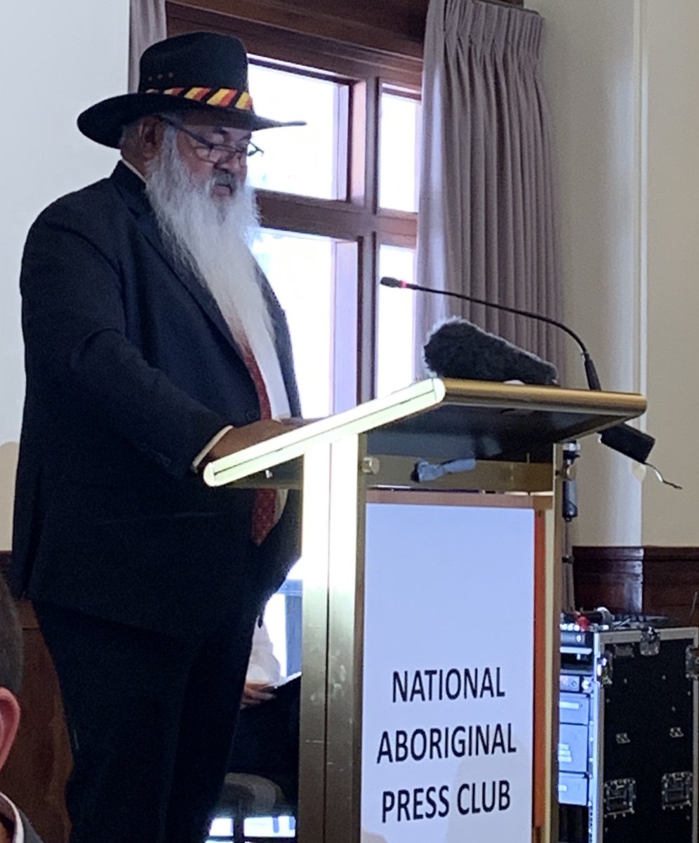 HeatherJRea's tweet photo. A privilege to hear @SenatorDodson give the first National Aboriginal Press Club address today - calling for the mainstream media to shine a passionate light on issues that impact Aboriginal people @Telstra @withMEAA https://t.co/b01DWFR2Uk
