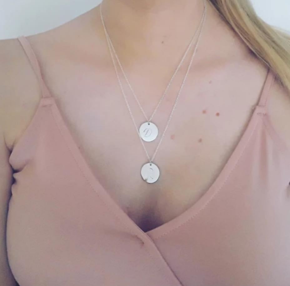 hellothula's tweet image. Disc necklaces with initial hellothula.co.za #capetown #jewellery