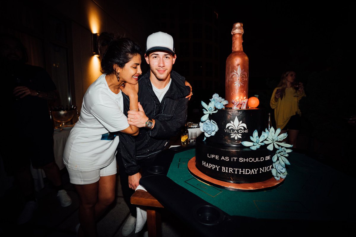 nickjonas's tweet photo. My beautiful wife surprised me with a touch football game with some of my closest friends and family on the one and only Soldier Field in Chicago (!!!) followed by a few hours of Topgolf, and then a party where pizza, tequila, cake, and cigars were involved. https://t.co/NXDfo0Gpnl