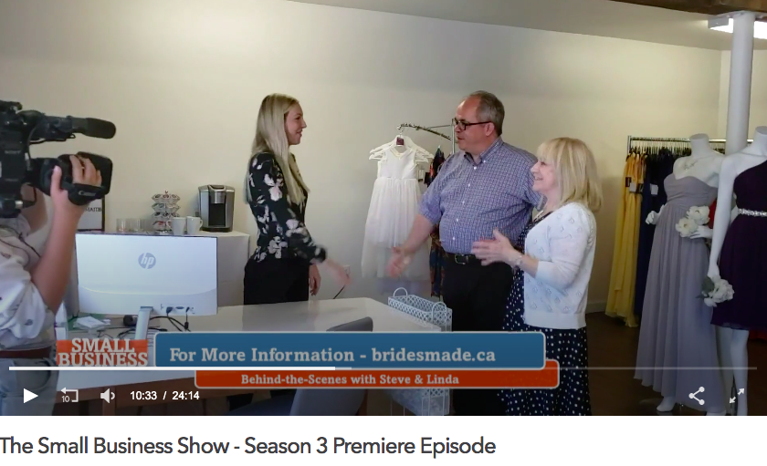 LindaOJ's tweet photo. On location, behind the scenes, with @SBentleyCFP and myself at @Shop_BridesMade guests on the Premier Episode Season 3, The Small Business Show @Rogerstv20 we had a fun time checking out the dresses -:) Tune in 7.30pm 18th September https://t.co/E80YAHtNJt https://t.co/ZfknIHDe84