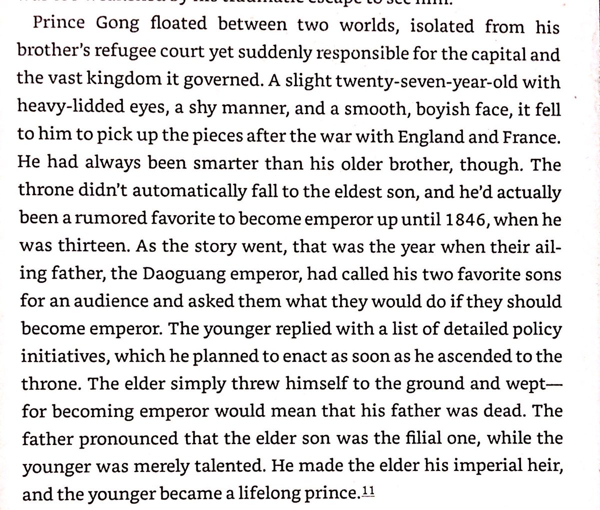 Qing Emperor had risen to power through filial piety, rather than intellect & industry.