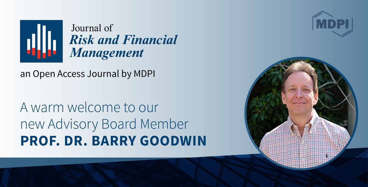 JRFM_MDPI's tweet photo. Welcome New Advisory Board Member! https://t.co/WrazlcpjbX
Prof. Dr. Barry Goodwin, from North Carolina State University, joined our Advisory Board. Welcome! https://t.co/fuasWkImh7