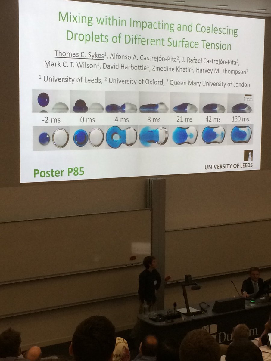 Tom Sykes ⁦<a href="/FluidsTom/">Tom Sykes</a>⁩ ⁦<a href="/CDTFluidsLeeds/">EPSRC CDT Future Fluid Dynamics</a>⁩ promoting his poster on droplet mixing at #Droplets2019
