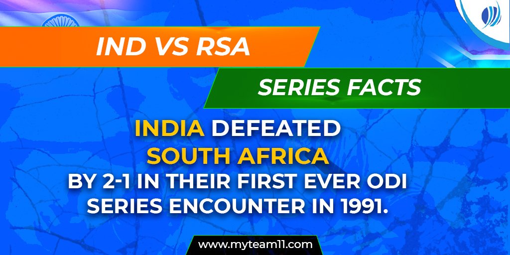 MyTeam_11's tweet photo. India and South Africa have had some amazing history when it comes to Cricket as well. Today's fact goes back to the 1991 series where India defeated South Africa.
#India #Africa #SeriesFacts #fantasySports #MyTeam11 https://t.co/5GFFWK4V20