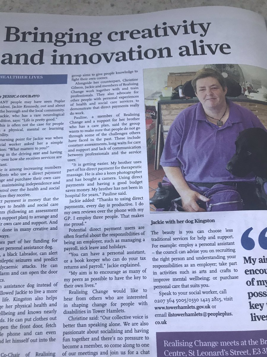 RealisingTh's tweet photo. Realising Change feature in September’s Edition Of Our East End ( the LBTH Council Newspaper ) #livedexperience #realisinchange #makingadifference #workingtogether https://t.co/a62UDJefJO