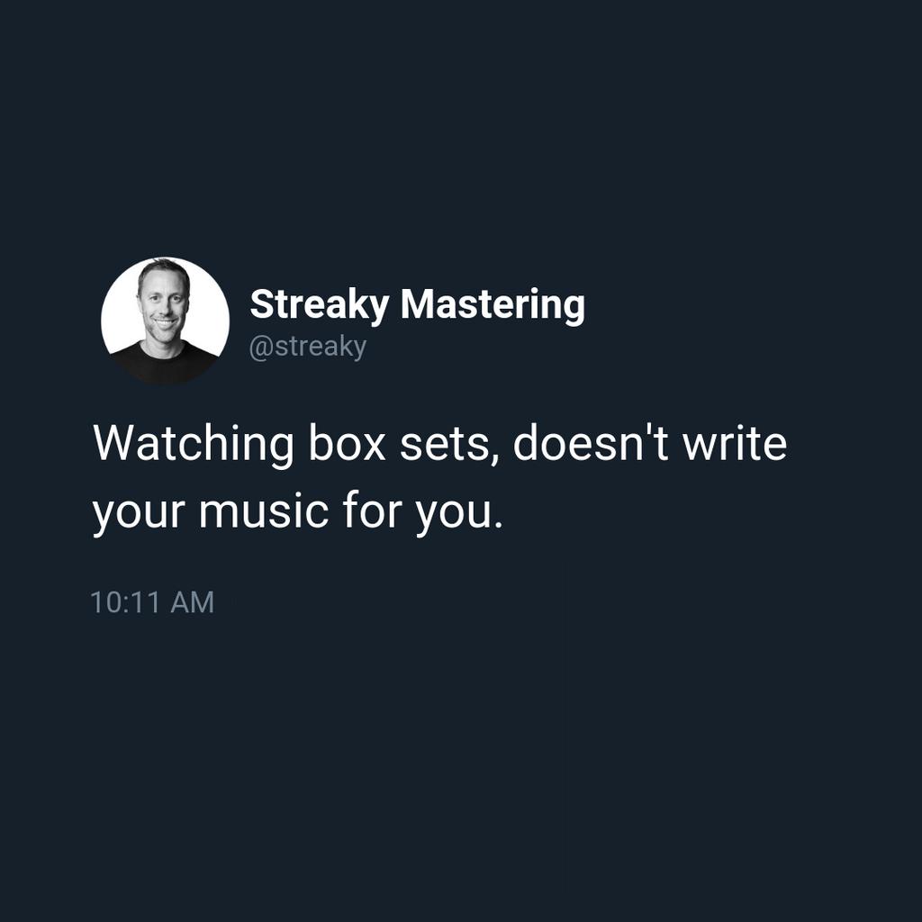 StreakyAcademy's tweet image. Stop wasting time on stupid shit.

#masteringtips #audioengineertip #mastering #mixing #music #masteringstudio #audioengineer #sound #streakymastering #quote #masteringtip #mixingandmastering #masteringguru