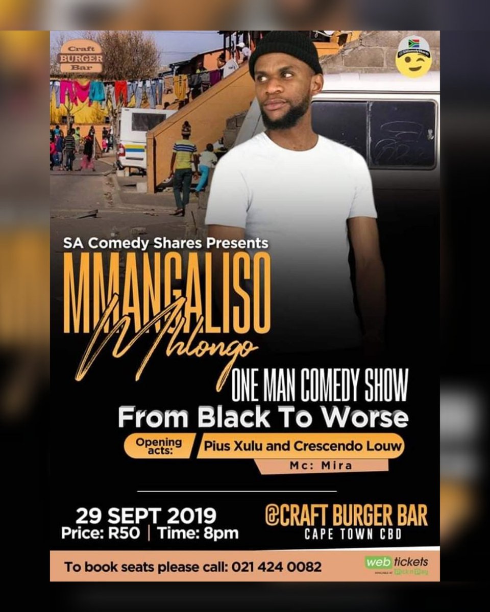 SAComedyShares's tweet photo. #FromBlackToWorse | #OneManComedyShow by #Durban based #comedian #MmangalisoMhlongo
π https://t.co/CgDGNT9mq2 and at @PicknPay πΏπ¦
#StandUpComedy #CptComedy #SAComedy https://t.co/1KB98A8y4R