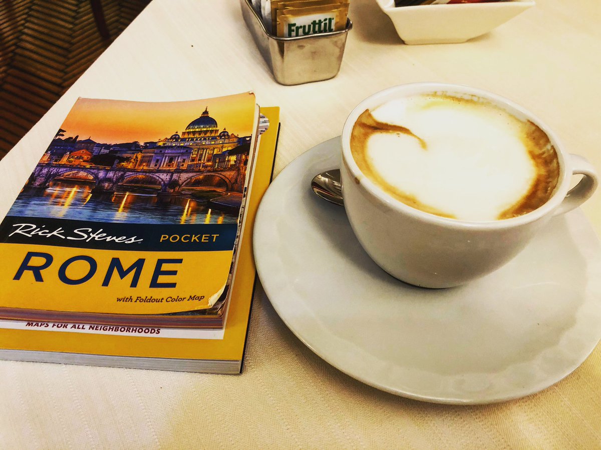 JennyWCVB's tweet photo. I have to say, these @RickSteves pocket guides are the greatest travel companion. Aside from that morning cappuccino, of course... #rome #travel #pocketwisdom https://t.co/2jEfQjn1xc
