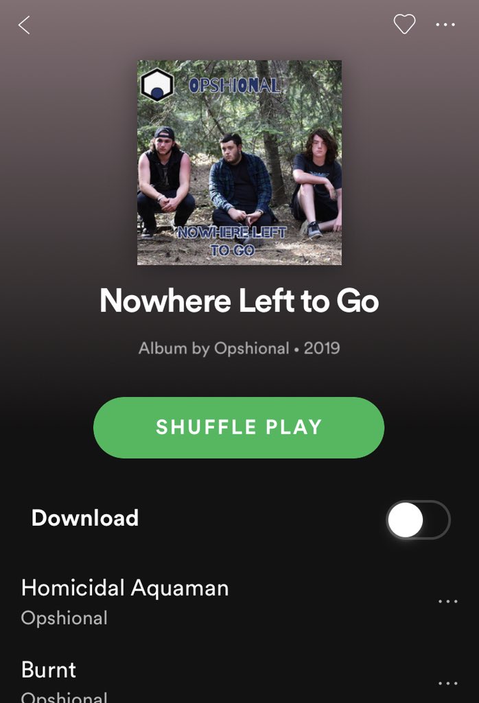 Boring tuesday? Spice up your day with some Opshional! Our album Nowhere Left go Go, now on all steaming platforms! But for now heres our spotify link to hold you over,
open.spotify.com/album/35Nk9Za2…