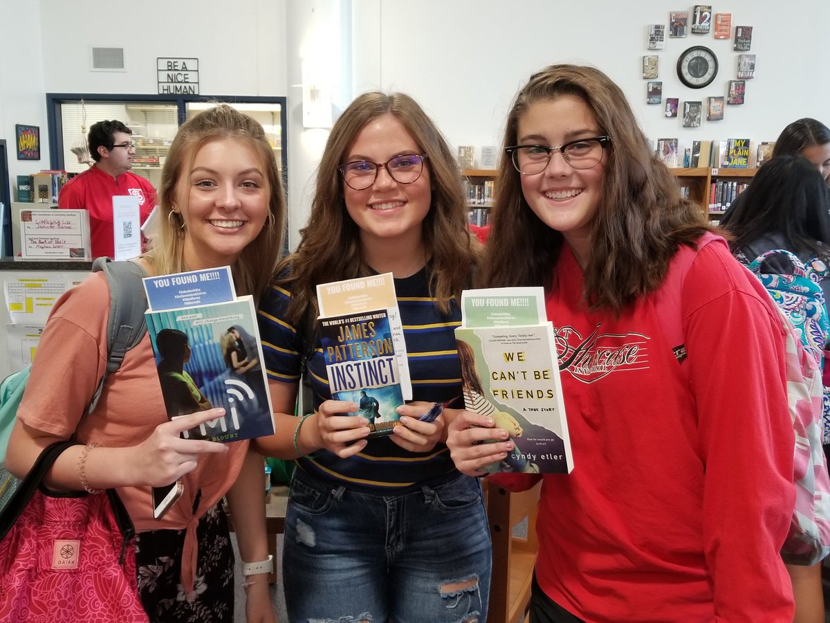 tbhslibrary's tweet photo. Look at all the happy students who found books this morning! #hideabookday #bookfairies #tbhslibrary #tbhsreads https://t.co/lRlwojlPfM