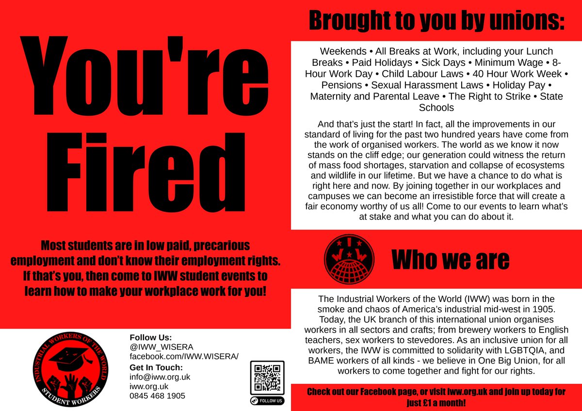 IWW_Europe's tweet photo. Come to IWW Student events to find out how you can organise for a better workplace, and a better future for us all! https://t.co/sMdvbsuCBG