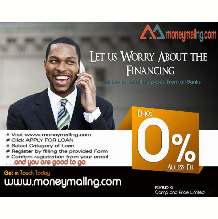 Moneymallng is an exclusive online platform that offers the best access to all kinds of loans, for all purposes, from all financial institutions in Nigeria. We help you package your application and offer you the best chance of securing that loan. Visit moneymallng.com