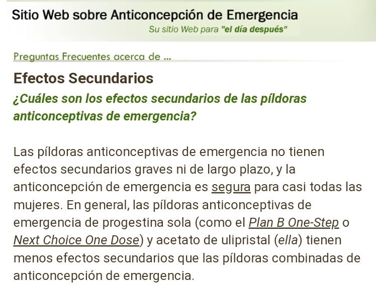pastilla de emergencia efectos secundarios a largo plazo