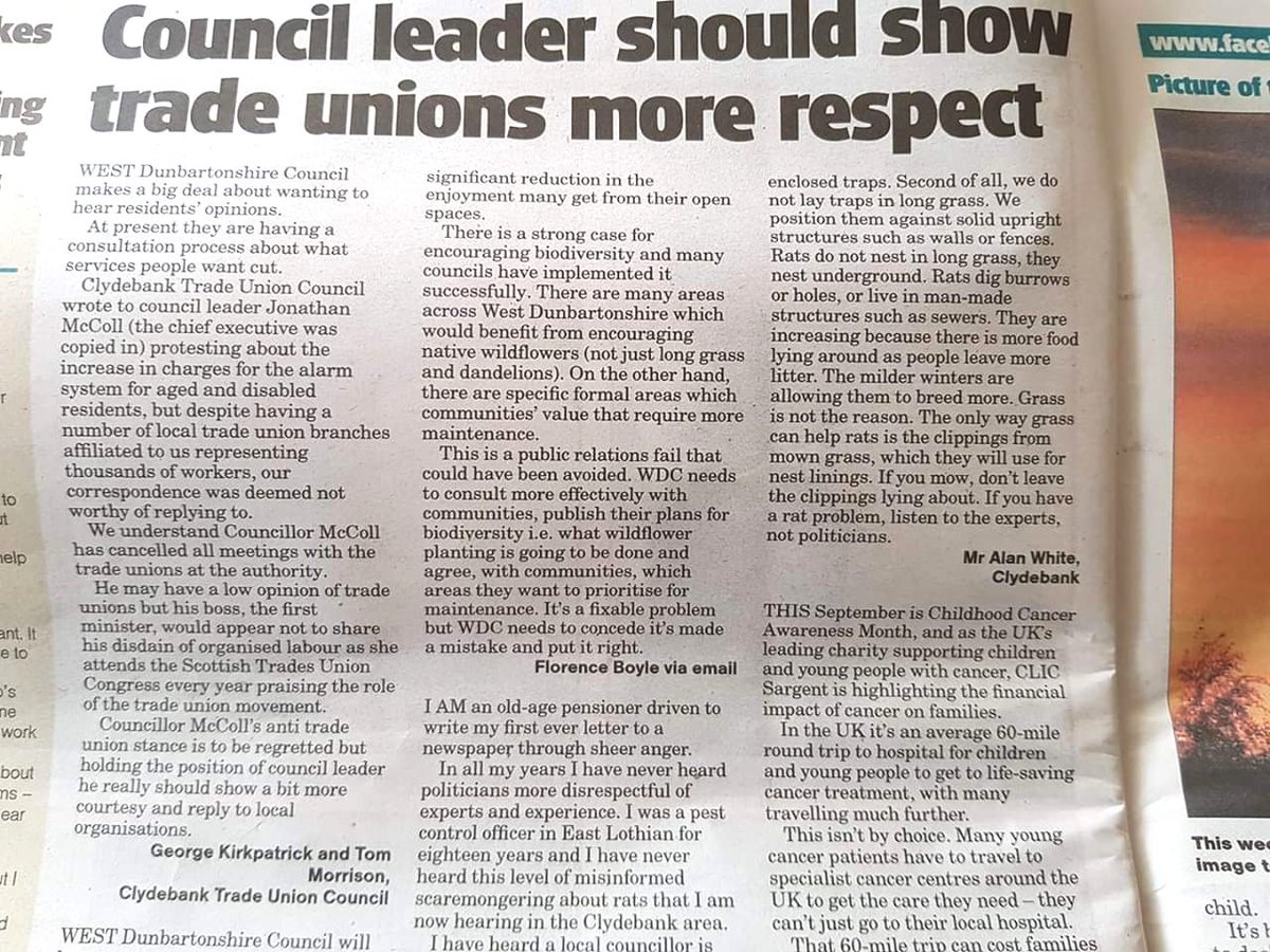 UnisonWD's tweet image. A letter from Clydebank Trade Union Council in this week's @ClydebankPost ↙️