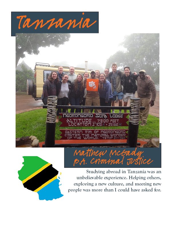 Have you been to Tanzania? Neither had Matthew until he studied abroad there! What a great experience! <a href="/clemson_abroad/">Pam Hendrix Center for Education Abroad</a> <a href="/ClemsonCBSHS/">Clemson CBSHS</a> #studyabroad