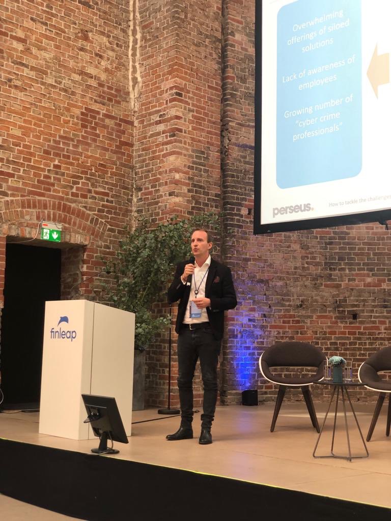 CyberPerseus's tweet photo. „A lack of awareness among employees and a growing number of #cybercrime professionals are one of the reason why #cybersecurity is one of the major challenges of the #digitalization“ Perseus CEO #RichardRenner at the #fintechsummit19 by @finleap https://t.co/LwU0G8hU0T