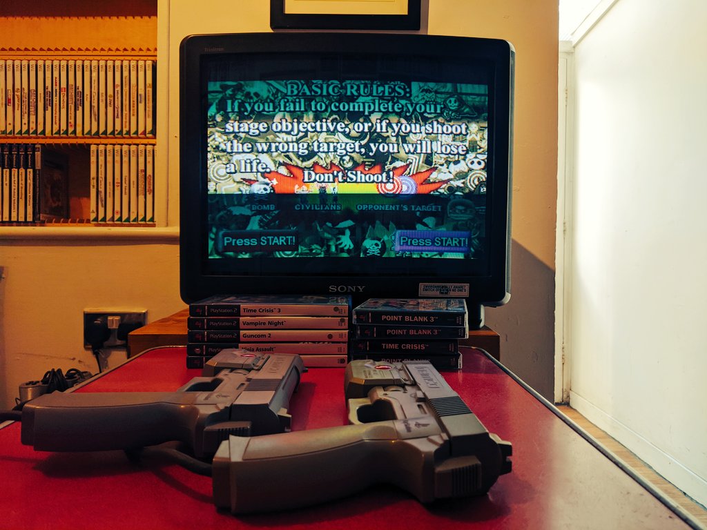 BDiddleys's tweet image. I do love me some lightgun games, it's just such a shame it's hard to get a decent photo 😭 #brighton #boodiddleys #gaming