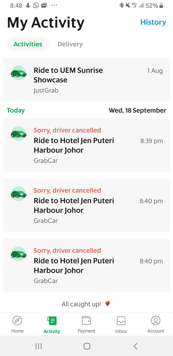 kennywong's tweet photo. 3/3 @GrabMY 
So I decided to take a taxi.
See, if you have options for riders to use cash or credit card you will have to honour either. 
You need to up your game lah... https://t.co/NKww78Wc4H