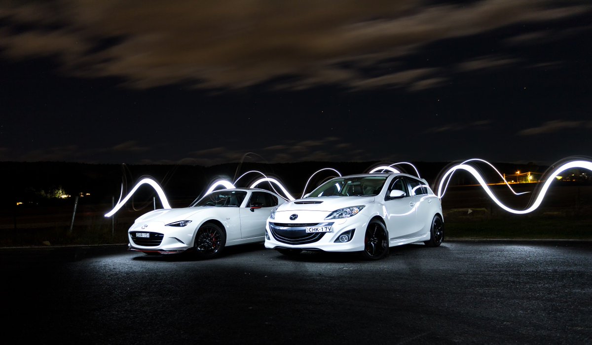 CorkSport's tweet photo. An iconic duo! What would your dream Mazda Garage look like??? 👀😍
.
Awesome Photo Submission by @sydney6speeds 
.
.
.
#corksport #miata #speed3 #mazdafamily #mazda #mazdacommunity #boosted #roadster #ND #mx5 #carsofinstagram #lightpainting https://t.co/eDtXaxNwD3