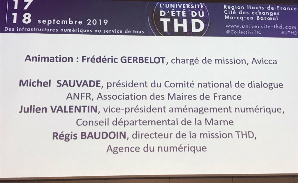 STEINERDAVID's tweet photo. #UTHD2019 Regis Baudoin directeur mission #THD @AgenceNumerique 

🤔#THD à 2022 pour tous = Mix techno nécessaire :  
3 solutions permettent aux utilisateurs d’obtenir les bons débits 
Dispositif d’aide publique =150€ intégrée aux offres 
📡#Satellite 
#4Gfixe 
#THDRadio https://t.co/9kHCvhb3ua