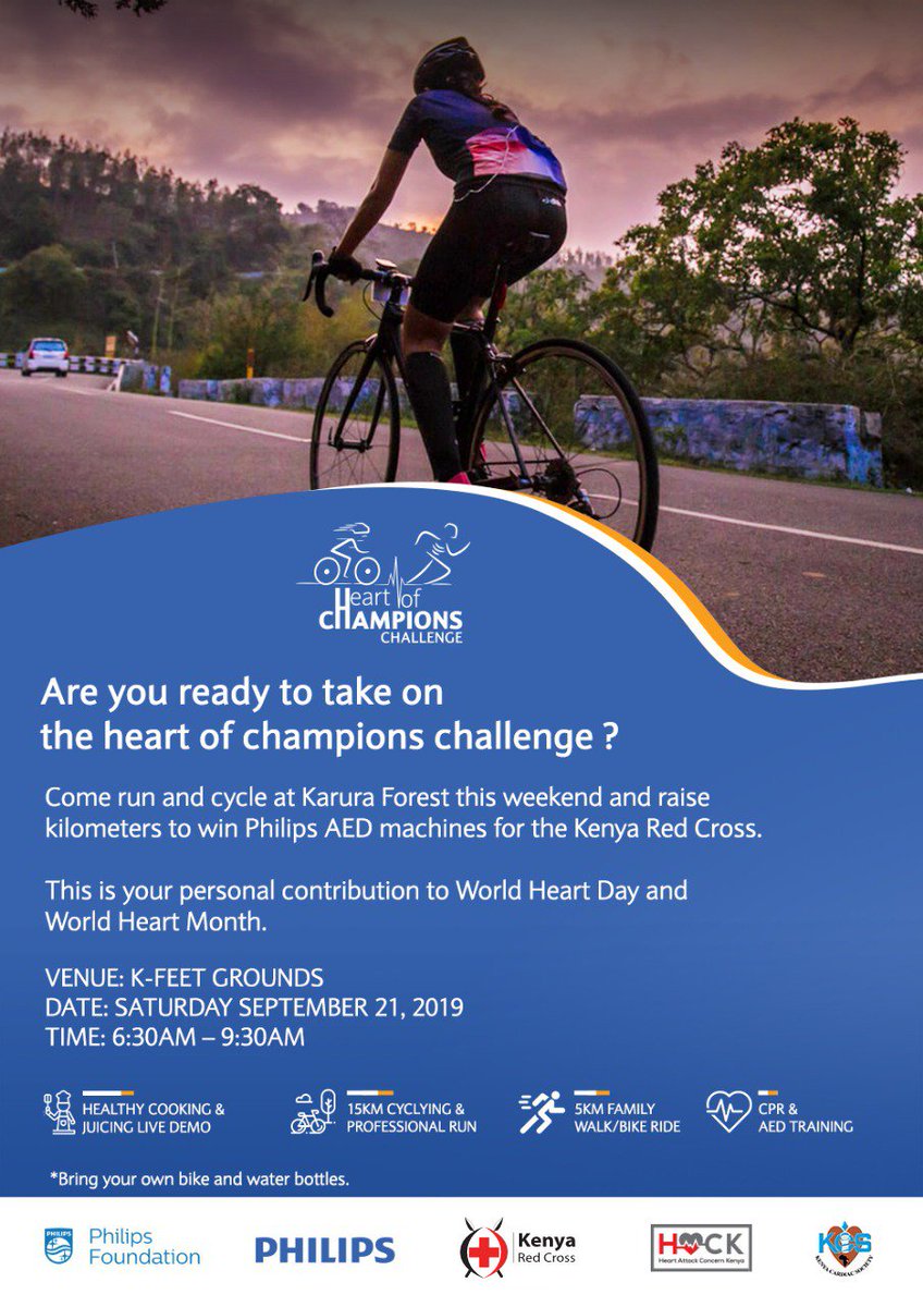 KenyaRedCross's tweet photo. Are you ready to take on the heart of champions challenge?
Join us at Karura Forest this Saturday and contribute to this noble cause. https://t.co/TfUd9VBfAy
