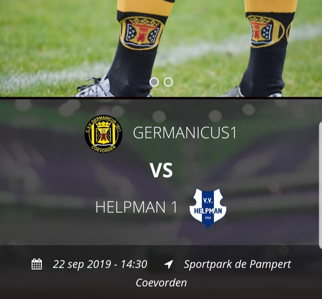 Zondag 22 september speelt Germanicus 1 de eerste competitiewedtrijd tegen Helpman 1.
Aanvang wedstrijd 14:30 uur.
#germanicus #coevorden #vvhelpman